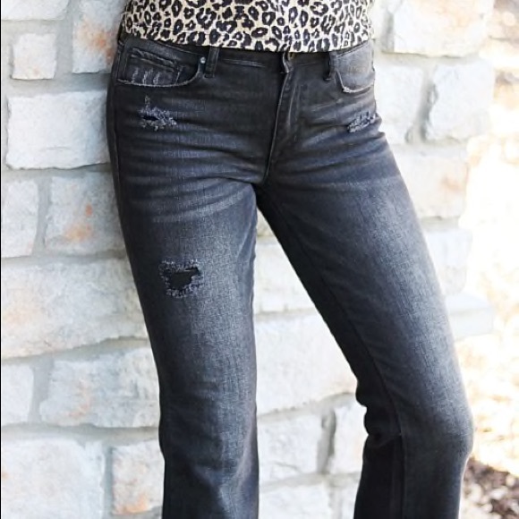 CLEARANCE Veronica Black Distressed Hem Boot Cut Jeans - Picture 15 of 16